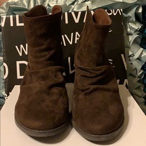 Brown suede booties